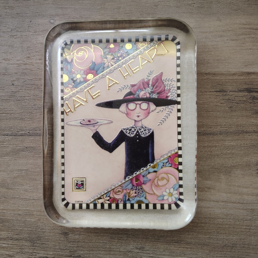 Mary Engelbreit Have A Heart Glass Paperweight Punch Studio California